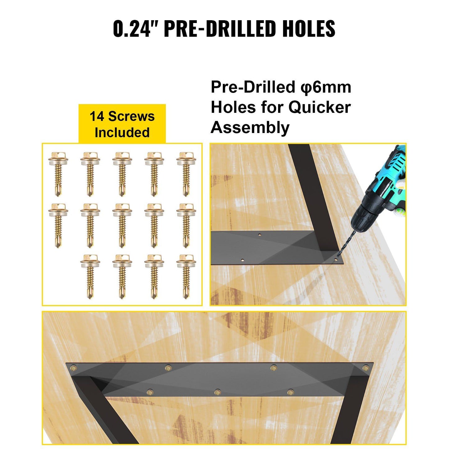 Set of 2 Z-Shape Metal Table Legs, 71.1 x 45.7 cm Heavy-Duty Wrought Iron Desk & Bench Legs, DIY Furniture Legs with Rubber Floor Protectors, Dining Table Mat Included