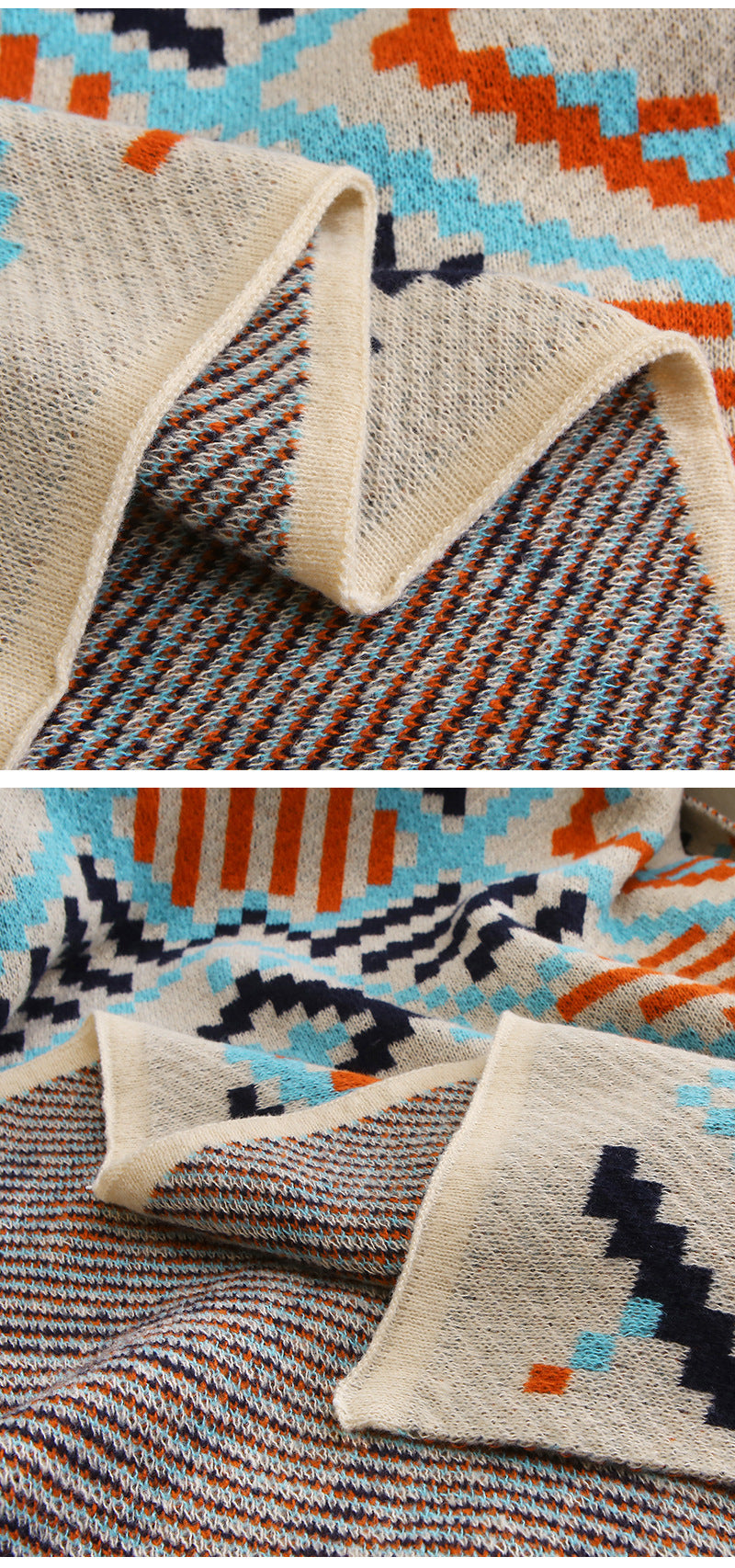 130x170cm Bohemian Woven Throw Blanket - Soft Decorative Sofa Cover with Tassels for Living Room and Bedroom - Home &
