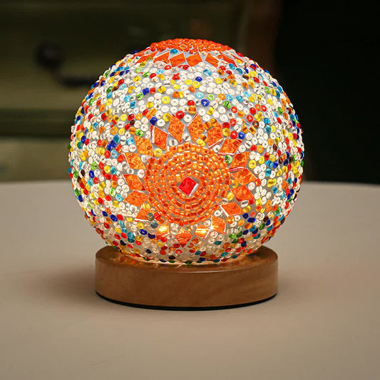 Orange Handmade Mosaic Glass Lamp - Vibrant Decorative Table Light - Home & Garden > Lighting > Night Lights & Ambient