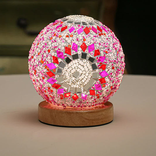 Pink Handmade Mosaic Glass Lamp - Vibrant Decorative Table Light - Home & Garden > Lighting > Night Lights & Ambient