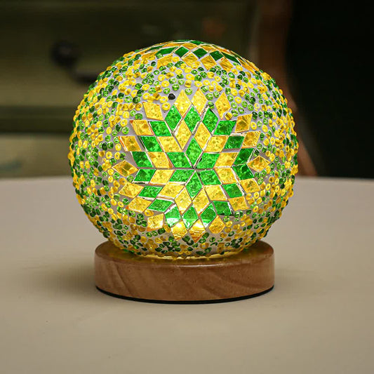 Green Handmade Mosaic Glass Lamp - Vibrant Decorative Table Light - Home & Garden > Lighting > Night Lights & Ambient