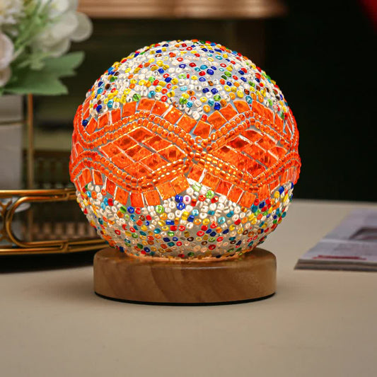Wavy Orange Handmade Mosaic Glass Lamp - Vibrant Decorative Table Light - Home & Garden > Lighting > Night Lights &