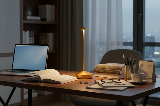 Gold Modern Minimalist Aluminum LED Mushroom Night Light - Creative Bedside Atmosphere Lamp for Dining Room and Bedroom