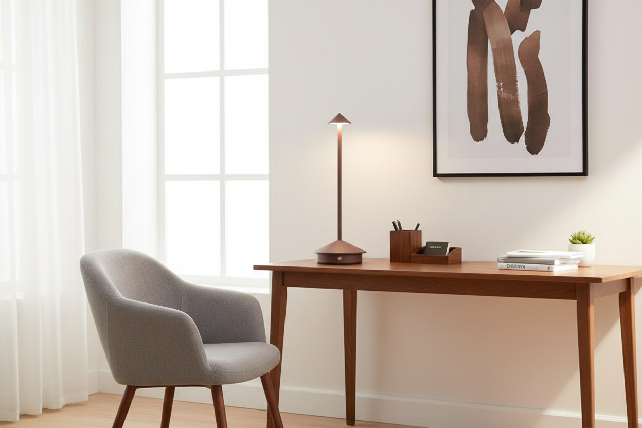 Brown Modern Minimalist Aluminum LED Mushroom Night Light - Creative Bedside Atmosphere Lamp for Dining Room and Bedroom