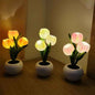 Yellow Flowers USB Tulip Night Light - Bedroom Decor Table Lamp with PU Flowers & Ceramic Pot Perfect Gift for Family &