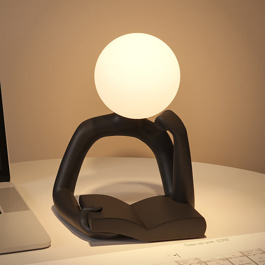 Black Creative Book Reader Desk Lamp - USB Powered Modern Resin Design - Home & Garden > Lighting > Table Lamps