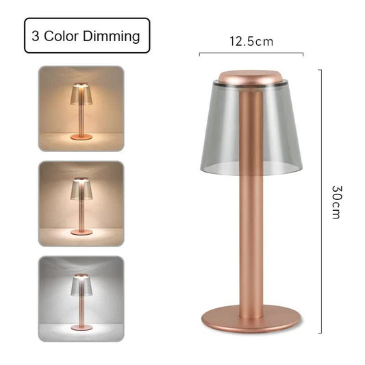 Gold Stylish Transparent Desk Lamp with Touch Control LED Type-C Charging – Simple and Modern Design - Home & Garden >
