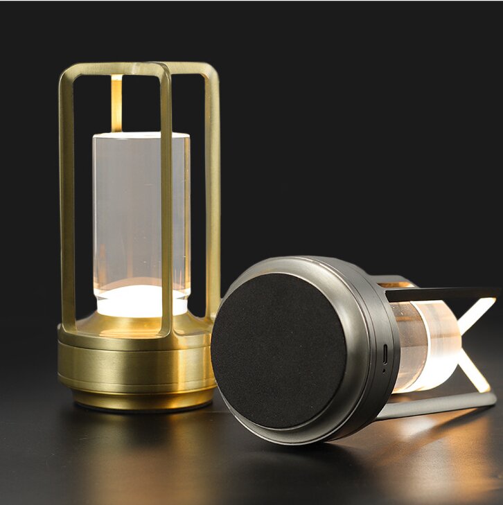 Silver Rechargeable Table Lamp Touch Dimming 3 Color LED Light for Bedroom and Office Home & Garden > Lighting > Table