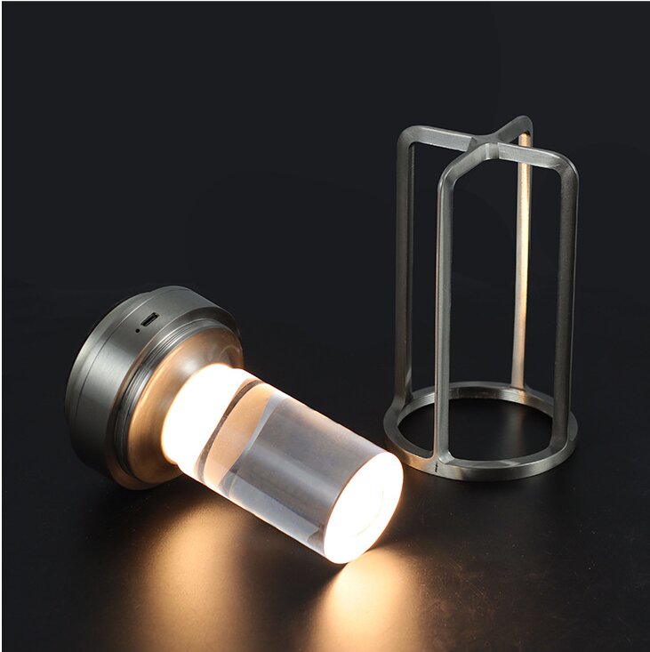 Silver Rechargeable Table Lamp Touch Dimming 3 Color LED Light for Bedroom and Office Home & Garden > Lighting > Table