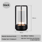 Black Rechargeable Table Lamp Touch Dimming 3 Color LED Light for Bedroom and Office Home & Garden > Lighting > Table