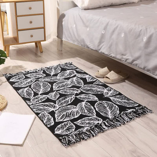 Handwoven Cotton Tassel Floor Rug for Bedroom or Living Room|Soft Modern Geometric Design,60x90cm - Home & Garden >