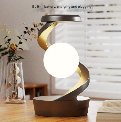 Black Modern Levitating LED Desk Lamp - Spiral Design Atmosphere Light - Home & Garden > Lighting > Table Lamps