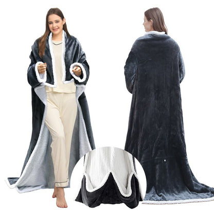 Wearable Electric Heated Blanket with Foot Pocket 127x177cm and Suede Fleece Slippers Set AU 13-14, Winter Warm Home Comfort Bundle