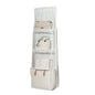 White 8-compartment Hanging Handbag Organizer - Double-Sided Non-Woven PVC Storage Bag with Transparent Pockets - Space-Saving Wardrobe Closet Hanger for Purses and Accessories