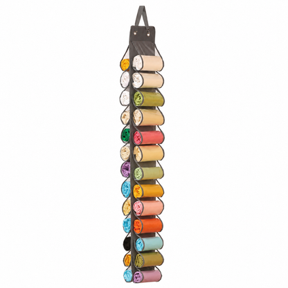 Grey Home Organisation Set - 8 Pocket Handbag Hanging Organiser and 26 Slot Yoga Clothes Storage Bag - Double Sided Transparent Wardrobe Closet Hanger for Purses, Leggings, Scarves and Accessories