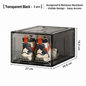 2 transparent black ones Stackable Magnetic Shoe Storage Box - Transparent PS Plastic - Front Opening Door, Dustproof Display, Space Saving Modular Design for Sneakers and Home Organisation