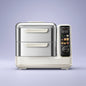 White and silver food dehydrator with digital display on a white background