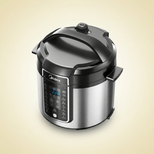 Midea pressure cooker on a white background