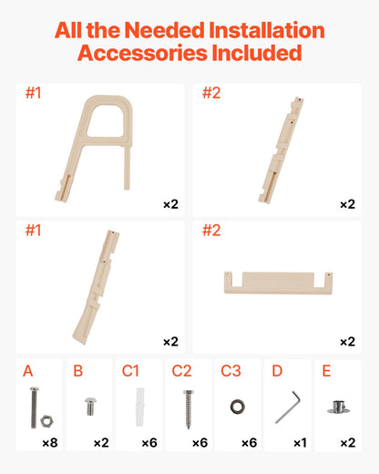 VEVOR 5-Step Inclined Robust Pool Ladder of 2 Handrails for 1219.2-1371.6mm Pool
