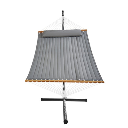 VEVOR Double Quilted Fabric Hammock Two Person Hammock with Stand 480lb Capacity