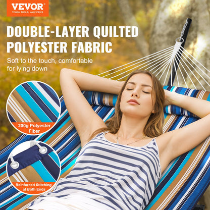 VEVOR Double Quilted Fabric Hammock Two Person Hammock with Stand 480lb Capacity