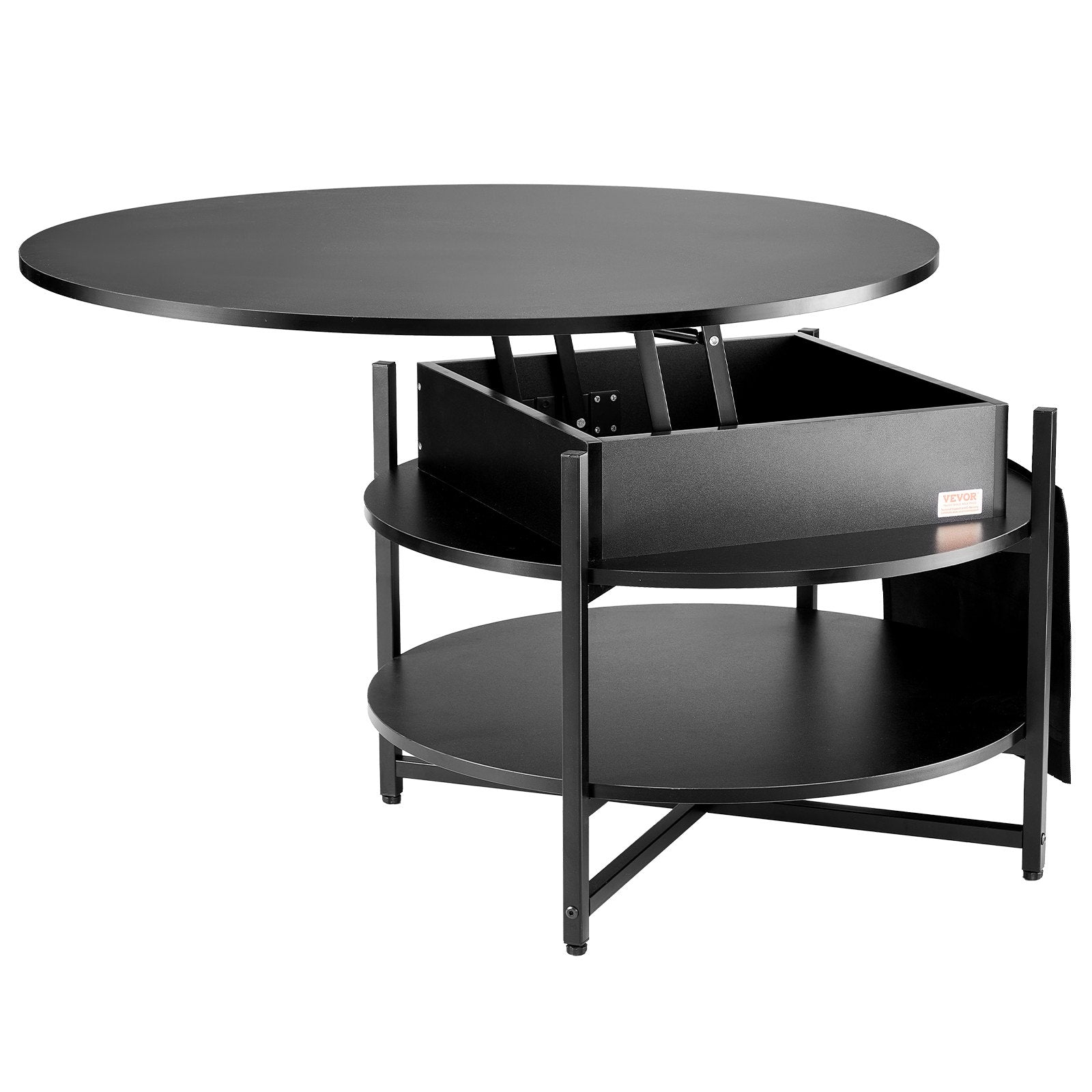 VEVOR Lift Top Coffee Table 35.3’’ Round Coffee Table for Living Room Black - Furniture > Outdoor > Outdoor Dining Sets