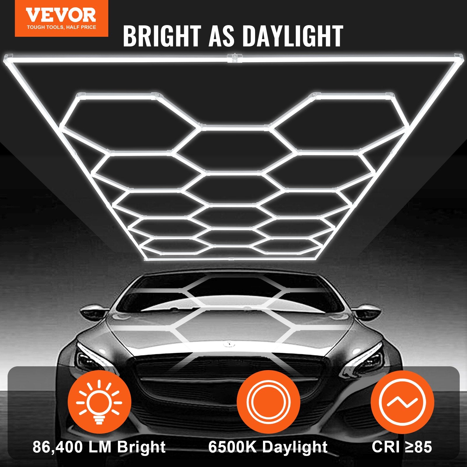 VEVOR Hexagon Garage Lights 86400LM 5 Grid Honeycomb LED Shop Ceiling Light Home & Garden > Lighting > Night Lights &