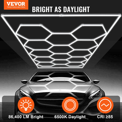 VEVOR Hexagon Garage Lights 86400LM 5 Grid Honeycomb LED Shop Ceiling Light Home & Garden > Lighting > Night Lights &