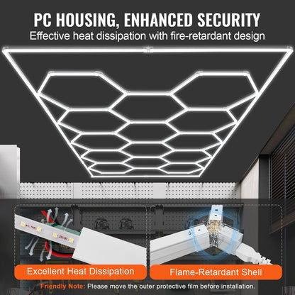VEVOR Hexagon Garage Lights 86400LM 5 Grid Honeycomb LED Shop Ceiling Light Home & Garden > Lighting > Night Lights &