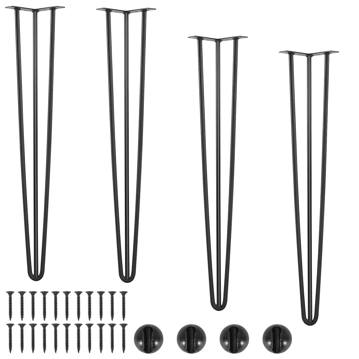 Hairpin Table Legs 0.7M, Set of 4 Desk Legs 408.2KG Load Capacity, Hairpin Desk Legs 3 Rods for Desk Chairs Bench Dining End Table, Solid Carbon Steel Heavy Duty Furniture Legs Black