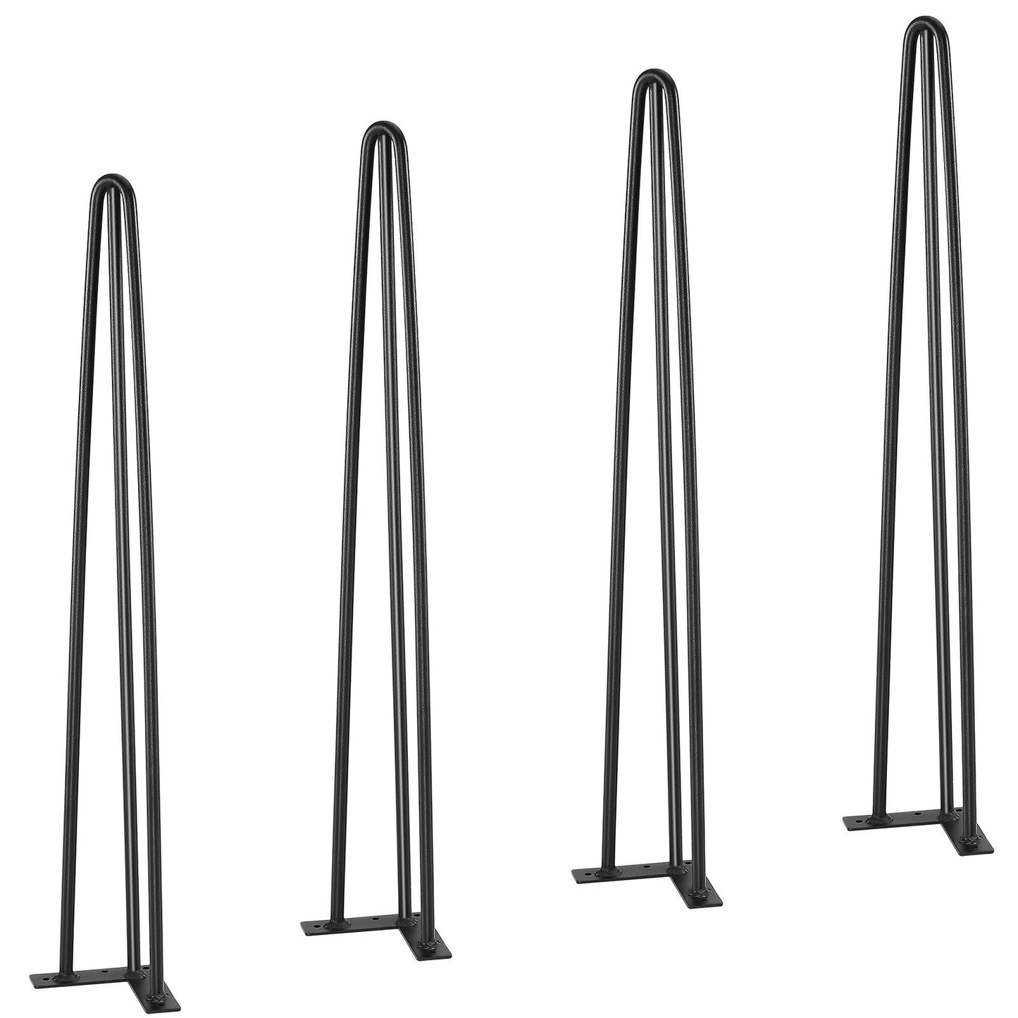 Hairpin Table Legs 0.7M, Set of 4 Desk Legs 408.2KG Load Capacity, Hairpin Desk Legs 3 Rods for Desk Chairs Bench Dining End Table, Solid Carbon Steel Heavy Duty Furniture Legs Black