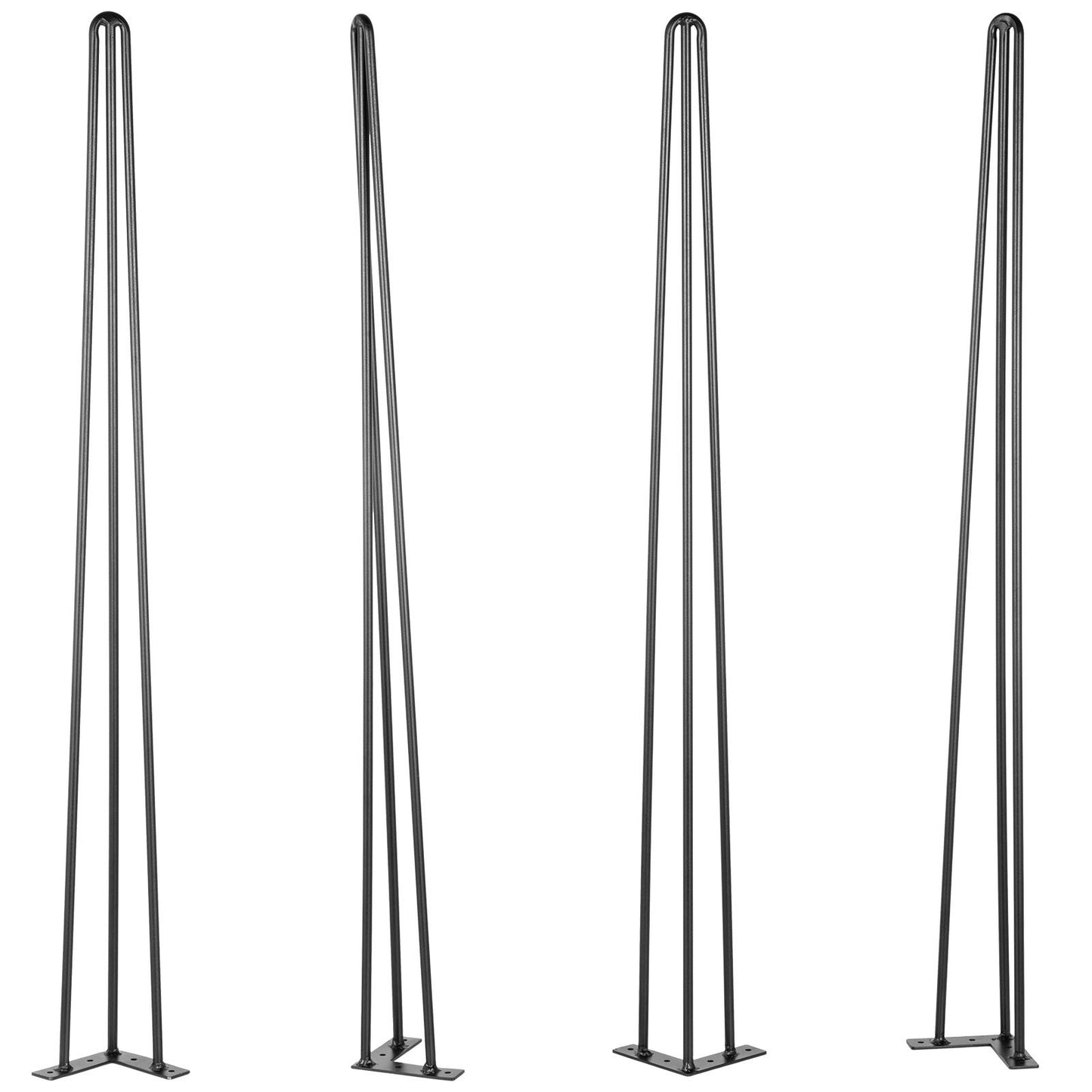 Hairpin Table Legs 30 inch Black Set of 4 Desk Legs Each 220lbs Capacity Hairpin Desk Legs 3 Rods for Bench Desk Dining End Table Chairs Carbon Steel DIY Table Legs Heavy Duty Furniture Legs