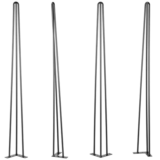 Hairpin Table Legs 30 inch Black Set of 4 Desk Legs Each 220lbs Capacity Hairpin Desk Legs 3 Rods for Bench Desk Dining End Table Chairs Carbon Steel DIY Table Legs Heavy Duty Furniture Legs