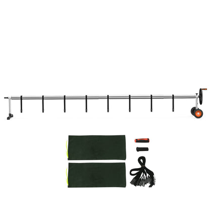 VEVOR Pool Cover Reel, Aluminum Solar Cover Reel 14 ft, Inground Swimming Pool Cover Reel Set with Rubber Wheels and Sandbags, Fits for 3-14 ft Width Swimming Pools