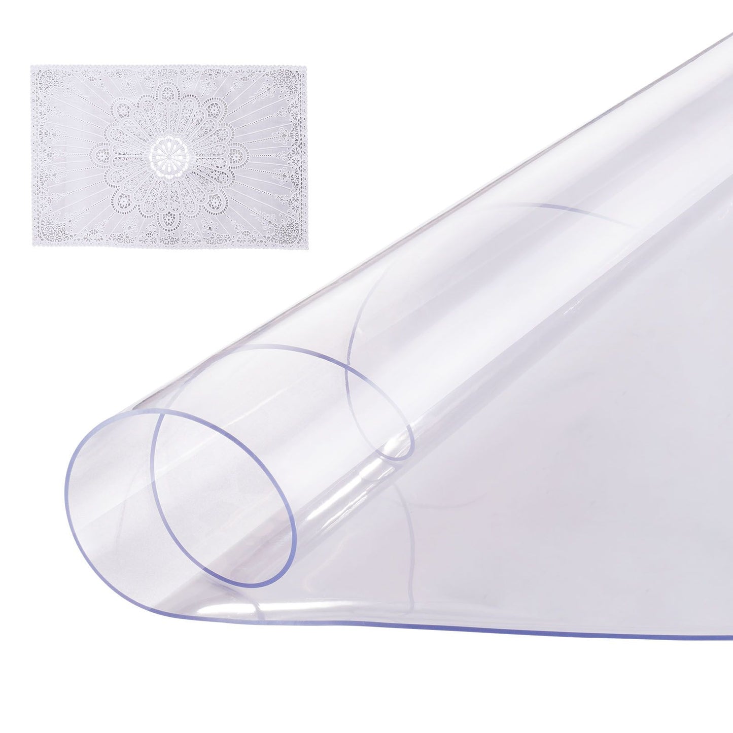Plastic Table Cover, 48 x 48 Inch 2.0 mm Thick Clear Table Protector, Round PVC Desk Mat, Waterproof & Easy Cleaning Desk Pad Tablecloth, for Office Dresser Dining Room Table Night Stand