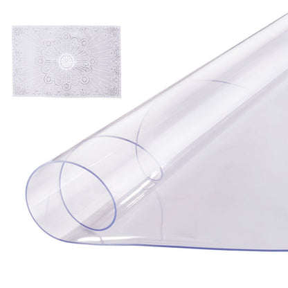 Plastic Table Cover, 48 x 48 Inch 2.0 mm Thick Clear Table Protector, Round PVC Desk Mat, Waterproof & Easy Cleaning Desk Pad Tablecloth, for Office Dresser Dining Room Table Night Stand