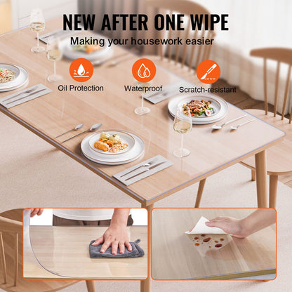 Plastic Table Cover, 42 x 60 Inch 2.0 mm Thick Clear Table Protector, Rectangle PVC Desk Mat, Waterproof & Easy Cleaning Desk Pad Tablecloth, for Office Dresser Dining Room Table Night Stand