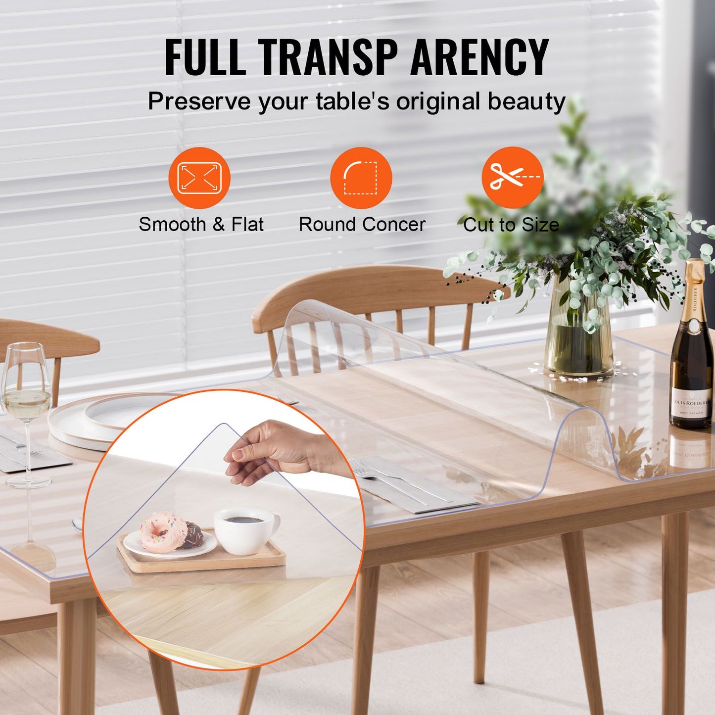 Plastic Table Cover, 42 x 60 Inch 2.0 mm Thick Clear Table Protector, Rectangle PVC Desk Mat, Waterproof & Easy Cleaning Desk Pad Tablecloth, for Office Dresser Dining Room Table Night Stand