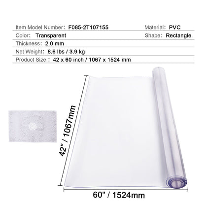 Plastic Table Cover, 42 x 60 Inch 2.0 mm Thick Clear Table Protector, Rectangle PVC Desk Mat, Waterproof & Easy Cleaning Desk Pad Tablecloth, for Office Dresser Dining Room Table Night Stand