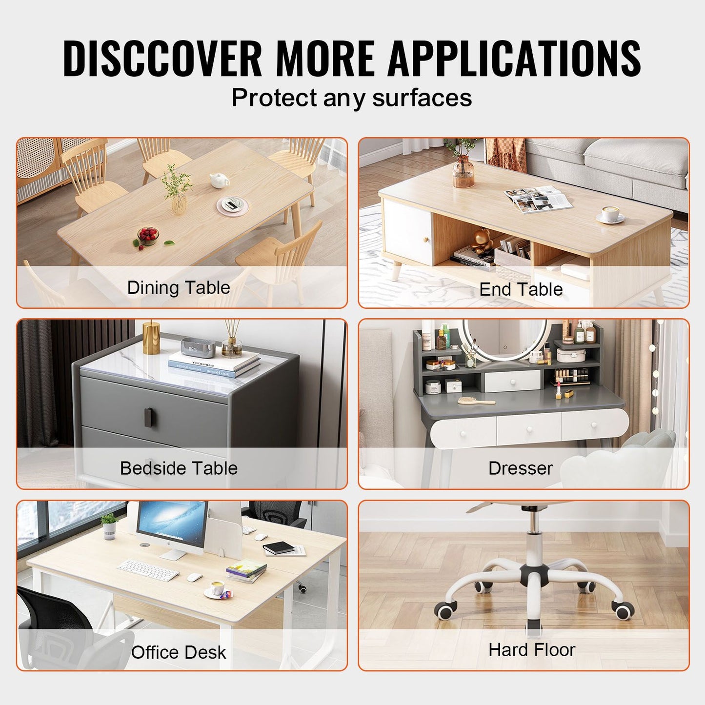 Plastic Table Cover, 48 x 48 Inch 1.5 mm Thick Clear Table Protector, Square PVC Desk Mat, Waterproof & Easy Cleaning Desk Pad Tablecloth, for Office Dresser Dining Room Table Night Stand
