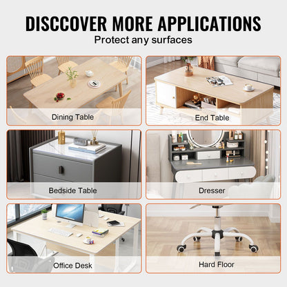 Plastic Table Cover, 48 x 48 Inch 1.5 mm Thick Clear Table Protector, Square PVC Desk Mat, Waterproof & Easy Cleaning Desk Pad Tablecloth, for Office Dresser Dining Room Table Night Stand