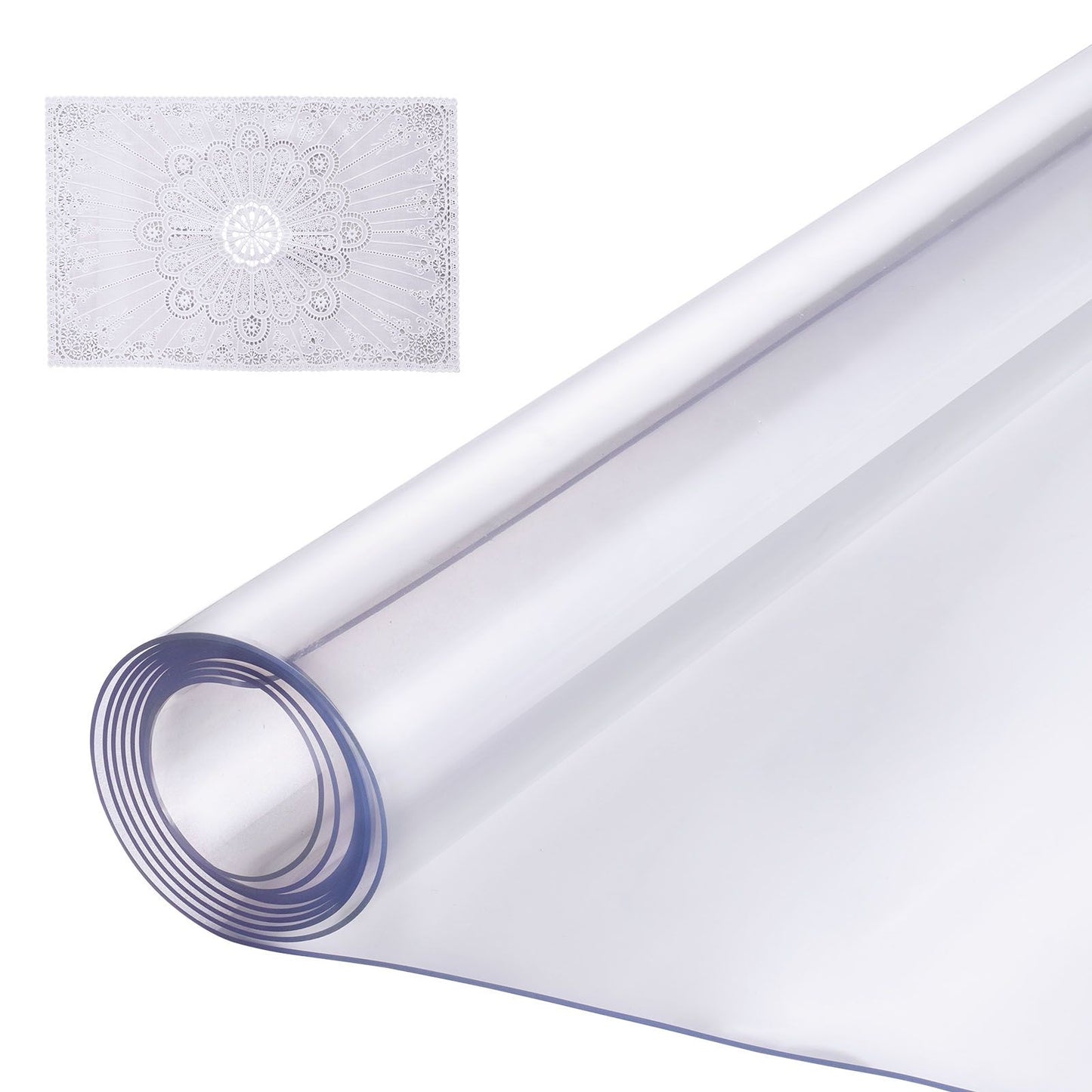 Plastic Table Cover, 48 x 48 Inch 1.5 mm Thick Clear Table Protector, Square PVC Desk Mat, Waterproof & Easy Cleaning Desk Pad Tablecloth, for Office Dresser Dining Room Table Night Stand