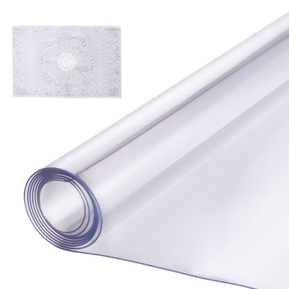 Plastic Table Cover, 48 x 48 Inch 1.5 mm Thick Clear Table Protector, Square PVC Desk Mat, Waterproof & Easy Cleaning Desk Pad Tablecloth, for Office Dresser Dining Room Table Night Stand