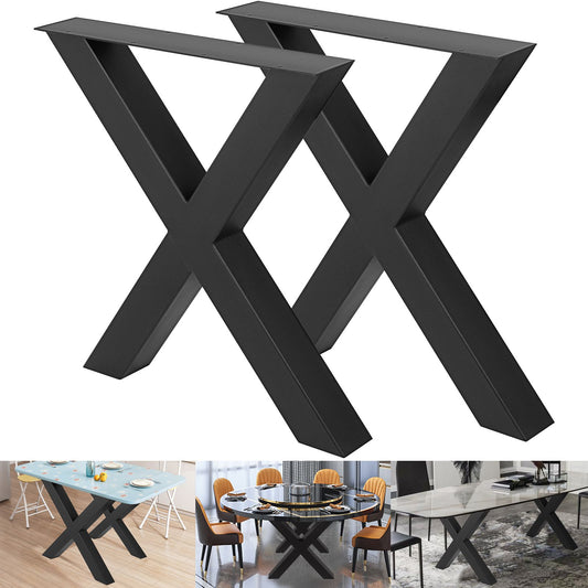 Black metal table legs with dining room setting background