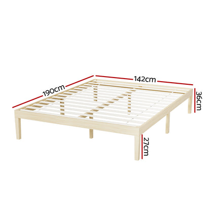 Artiss Bed Frame Double Size Wooden Base Mattress Platform Timber Pine BRUNO - Furniture > Bedroom > Beds & Bed Frames