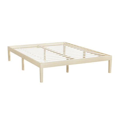 Artiss Bed Frame Queen Size Wooden Base Mattress Platform Timber Pine BRUNO - Furniture > Bedroom > Beds & Bed Frames