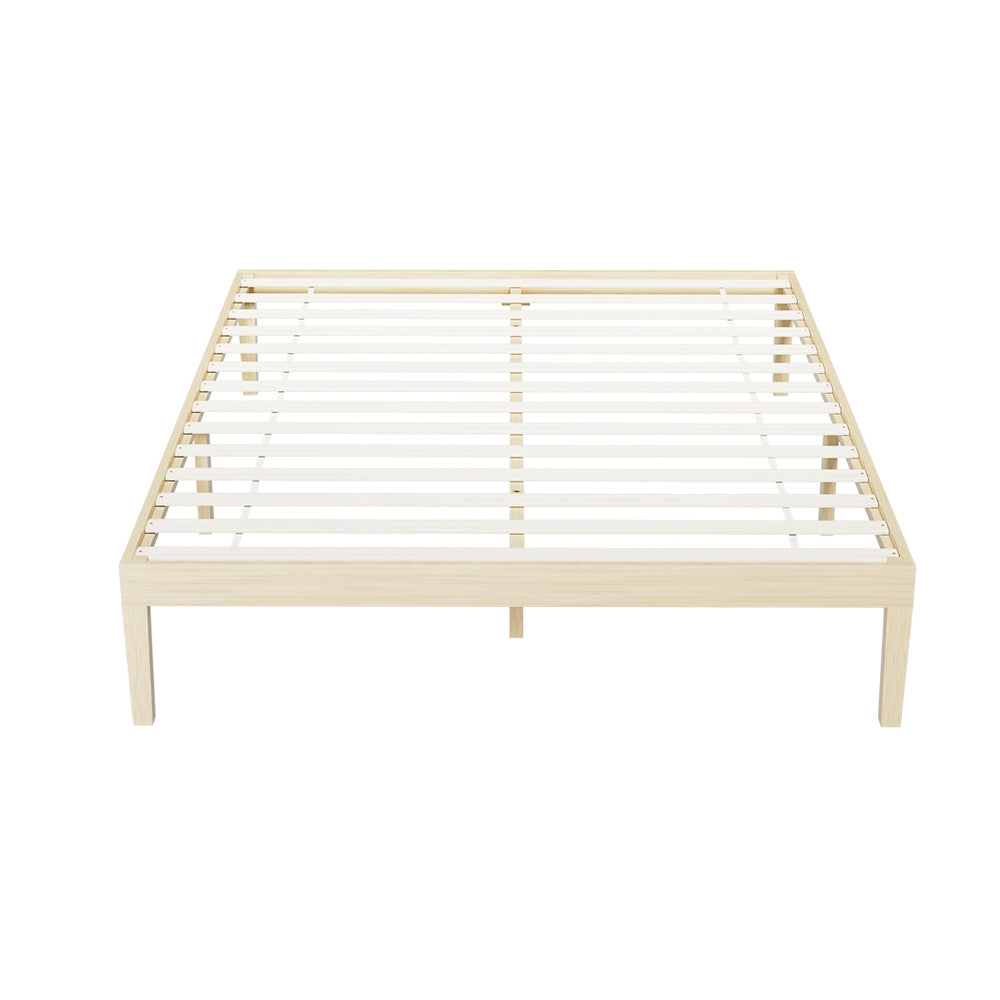 Artiss Bed Frame Queen Size Wooden Base Mattress Platform Timber Pine BRUNO - Furniture > Bedroom > Beds & Bed Frames