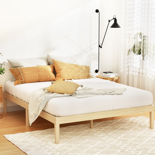 Artiss Bed Frame Queen Size Wooden Base Mattress Platform Timber Pine BRUNO - Furniture > Bedroom > Beds & Bed Frames