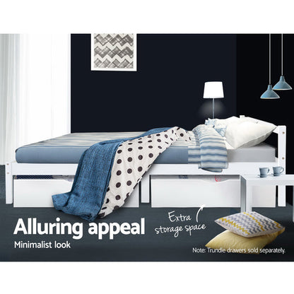 Artiss Bed Frame Double Size Wooden White LEXI - Furniture > Bedroom > Beds & Bed Frames