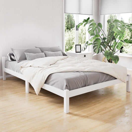 Artiss Bed Frame Double Size Wooden White LEXI - Furniture > Bedroom > Beds & Bed Frames